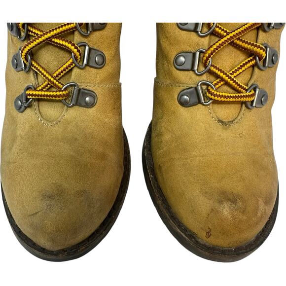 Shoe Cult Nasty Gal Lace Up Boots SZ  6 Tan Granny Western Logger Packer Grunge - Picture 4 of 12